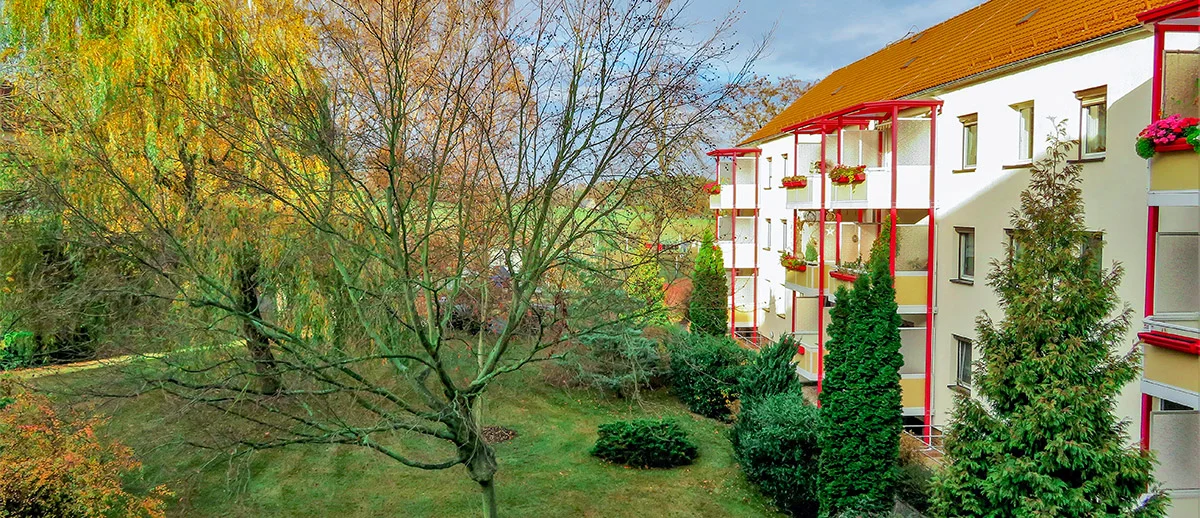 Wohngebäude der WBG Schwarzheide eG – Voicebot-Lösung für die Wohnungswirtschaft